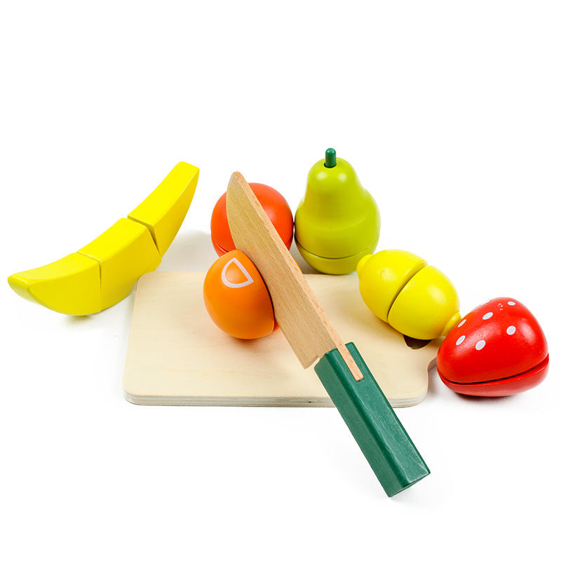 Wholesale Wooden Simulation Fruits and Vegetables, Enjoy Watching Magic Stickers, Bucket Packaging, Children's Early Education, Playing House, Kitchen Toys